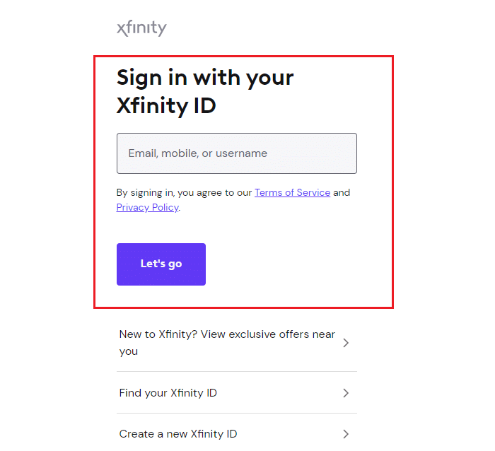 What is www.xfinity.com email? IMAGE